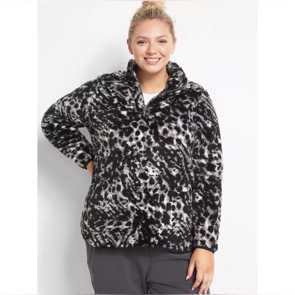 Lane Bryant Jackets & Blazers - Cozy Sherpa Fleece Quarter Zip Pullover Animal Print Plus 14/16 Livi Streetwear